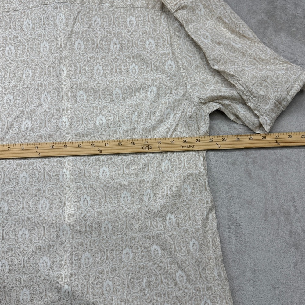 John Varvatos Button Down Shirt Mens Large Tan Paisley Luxe Long Sleeve Preppy - Picture 7 of 7